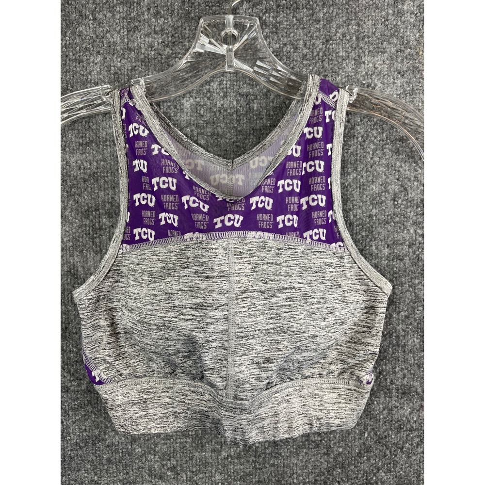 ZooZatz Sports Bra‎ Womens Medium Purple Grey Excellent TCU Horned Frogs Mesh